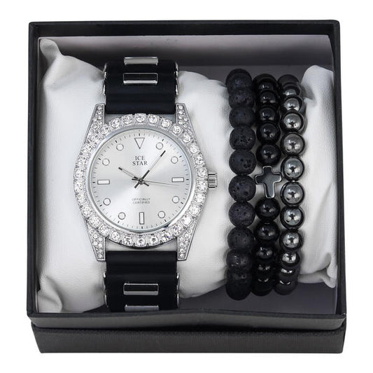 Watch and Cross 3on Beaded Bracelet Gift Set - WBR-304