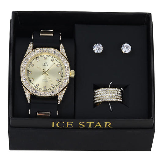 Watch and Iced Out Ring with Earrings Gift Set - WRE-ST-006