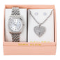 Ladies Metal Band Watch and Heart Necklace Set - LW1K-104