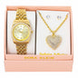 Ladies Metal Band Watch and Heart Necklace Set - LW1K-104