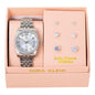 Ladies Metal Band Watch and Round 3on Studs Set - LW3ER-101