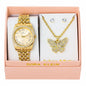 Ladies Metal Band Watch and Butterfly Necklace Set - LW1K-101