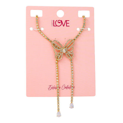 Ladies Butterfly Lariat Necklace - LNS-020
