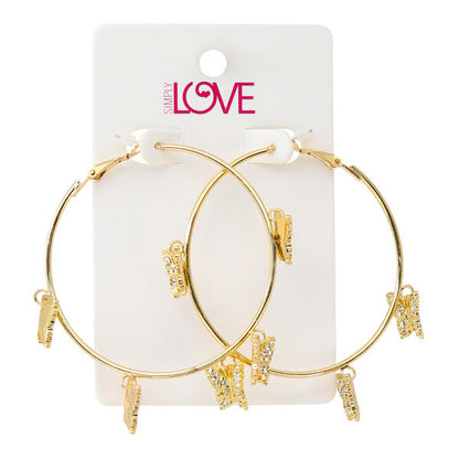 Ladies Butterfly Hoop Earrings - LSE-001