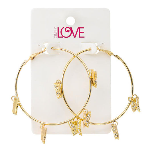 Ladies Butterfly Hoop Earrings - LSE-001