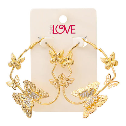 Ladies Butterfly Hoop Earrings - LSE-002