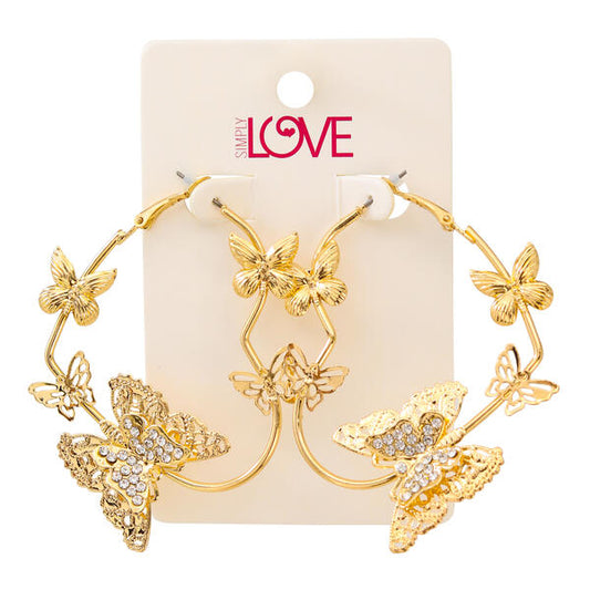 Ladies Butterfly Hoop Earrings - LSE-002