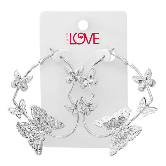 Ladies Butterfly Hoop Earrings - LSE-002