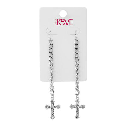 Ladies Cross Drop Earrings - LSE-005