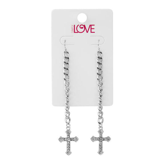 Ladies Cross Drop Earrings - LSE-005