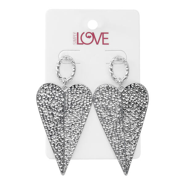 Ladies Textured Heart Earrings - LSE-006
