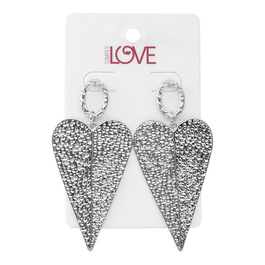 Ladies Textured Heart Earrings - LSE-006