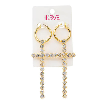 Ladies Cross Drop Earrings - LSE-013
