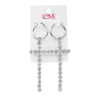 Ladies Cross Drop Earrings - LSE-013