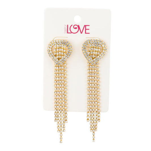 Ladies Heart Tassle Earrings - LSE-014