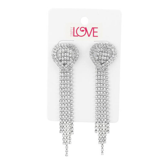 Ladies Heart Tassle Earrings - LSE-014