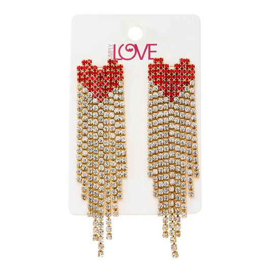 Ladies Heart Tassle Earrings - LSE-018