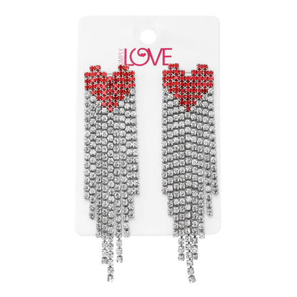 Ladies Heart Tassle Earrings - LSE-018