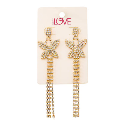 Ladies Butterfly Tassle Earrings - LSE-022