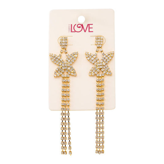 Ladies Butterfly Tassle Earrings - LSE-022
