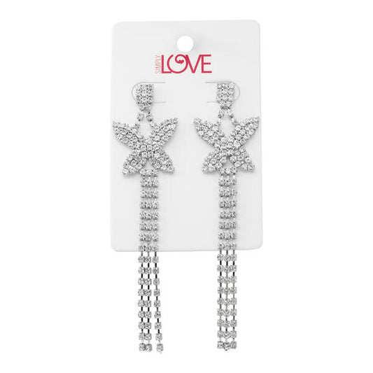 Ladies Butterfly Tassle Earrings - LSE-022