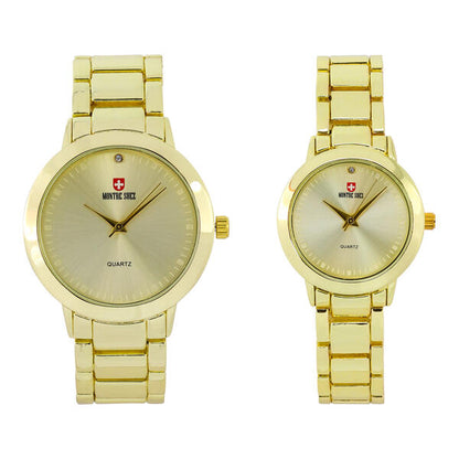 His and Her Matching Metal Band Watch Set - MSHH4904-MB