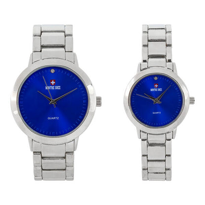 His and Her Matching Metal Band Watch Set - MSHH4904-MB