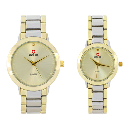 His and Her Matching Metal Band Watch Set - MSHH4904-MB