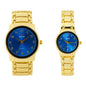 His and Her Matching Metal Band Watch Set - MSHH6504-MB