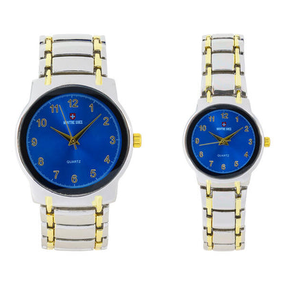His and Her Matching Metal Band Watch Set - MSHH6504-MB