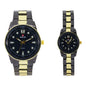 His and Her Matching Metal Band Watch Set - MSHH6885-MB