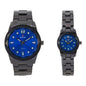 His and Her Matching Metal Band Watch Set - MSHH6885-MB