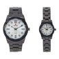 His and Her Matching Metal Band Watch Set - MSHH6885-MB