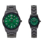 His and Her Matching Metal Band Watch Set - MSHH6885-MB