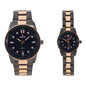 His and Her Matching Metal Band Watch Set - MSHH6885-MB