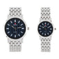 His and Her Matching Metal Band Watch Set - MSHH8494-MB