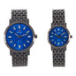 His and Her Matching Metal Band Watch Set - MSHH8494-MB