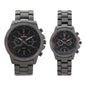 His and Her Matching Metal Band Watch Set - MSHH9357-MB