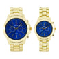 His and Her Matching Metal Band Watch Set - MSHH9357-MB