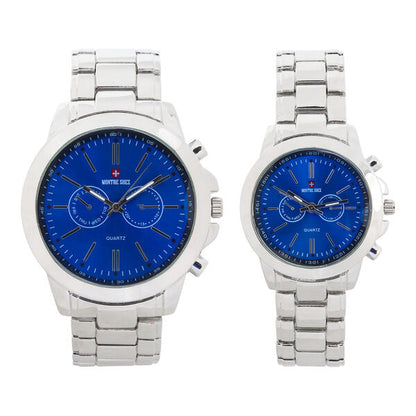 His and Her Matching Metal Band Watch Set - MSHH9357-MB