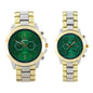 His and Her Matching Metal Band Watch Set - MSHH9357-MB