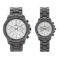 His and Her Matching Metal Band Watch Set - MSHH9357-MB