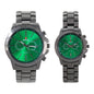 His and Her Matching Metal Band Watch Set - MSHH9357-MB