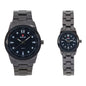His and Her Matching Metal Band Watch Set - MSHH6885-MB
