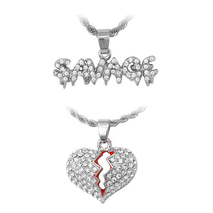 2on Mini Pendant with 3mm Rope Chain - CRDH2-111G