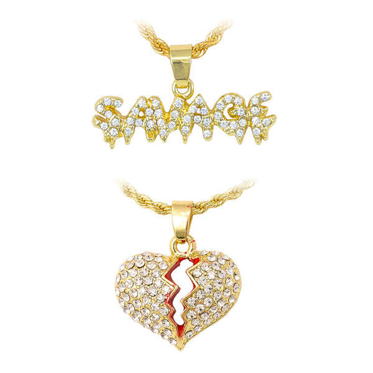 2on Mini Pendant with 3mm Rope Chain - CRDH2-111G