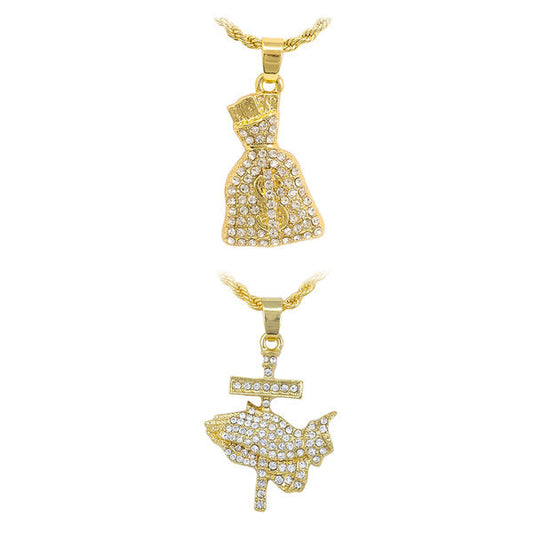 2on Mini Pendant with 3mm Rope Chain - CRDH2-105G