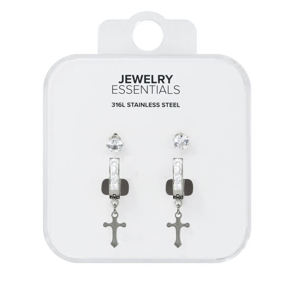 Mens Cross Earrings with Studs - DD-SE-71 S
