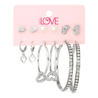 Ladies 6-Pack Stud and Hoop Earrings Set - LME-009