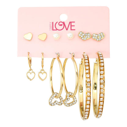 Ladies 6-Pack Stud and Hoop Earrings Set - LME-009